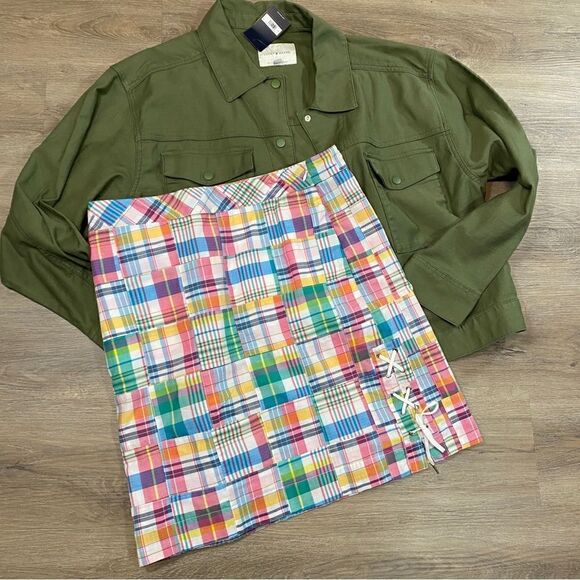 PLAID COTTON BLEND LINED MADRAS A-LINE SKIRT NWT 8P - Picture 7 of 11